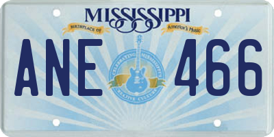 MS license plate ANE466