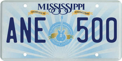 MS license plate ANE500
