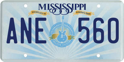MS license plate ANE560