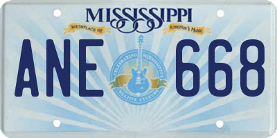 MS license plate ANE668