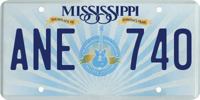 MS license plate ANE740