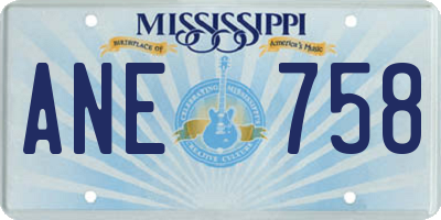 MS license plate ANE758