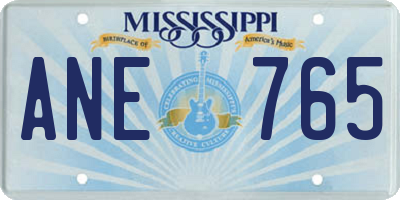 MS license plate ANE765