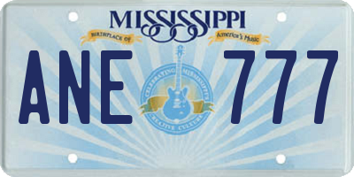 MS license plate ANE777