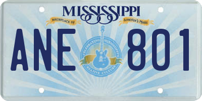 MS license plate ANE801