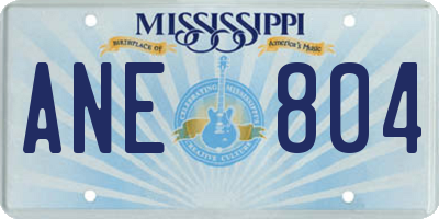 MS license plate ANE804