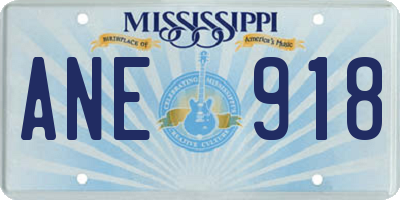 MS license plate ANE918