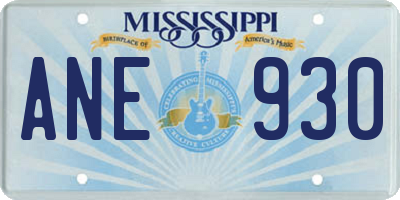 MS license plate ANE930