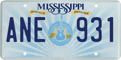 MS license plate ANE931