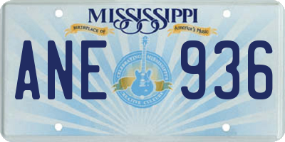 MS license plate ANE936