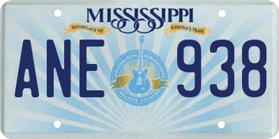 MS license plate ANE938