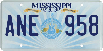 MS license plate ANE958