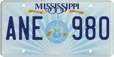 MS license plate ANE980