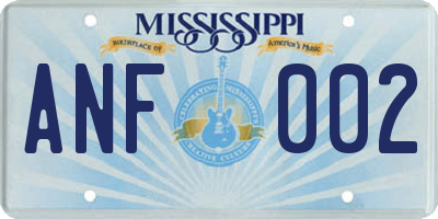 MS license plate ANF002