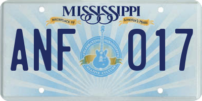 MS license plate ANF017