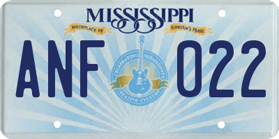 MS license plate ANF022