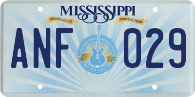 MS license plate ANF029
