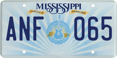 MS license plate ANF065