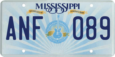 MS license plate ANF089