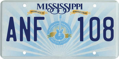 MS license plate ANF108