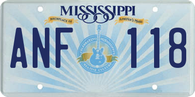 MS license plate ANF118