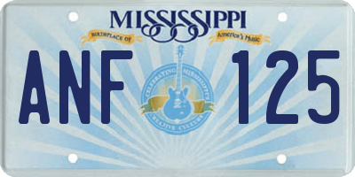 MS license plate ANF125