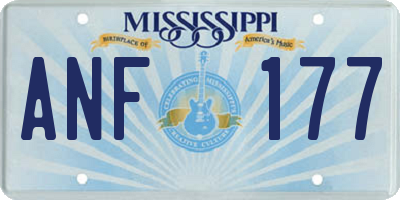 MS license plate ANF177