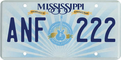 MS license plate ANF222