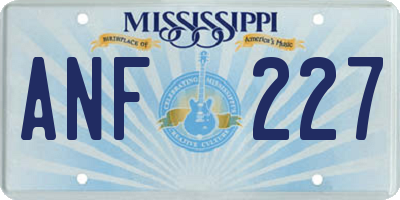 MS license plate ANF227