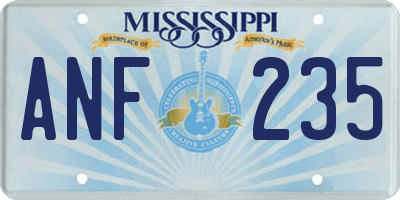 MS license plate ANF235