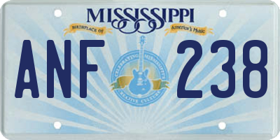 MS license plate ANF238