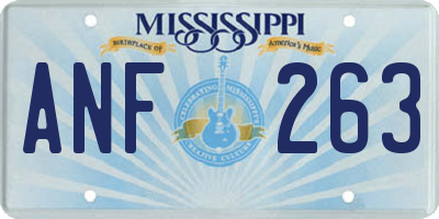 MS license plate ANF263