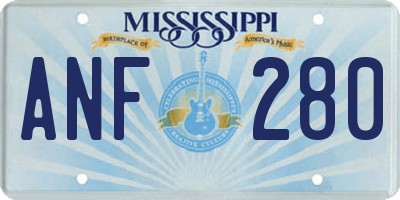 MS license plate ANF280
