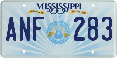 MS license plate ANF283