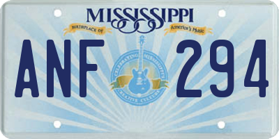 MS license plate ANF294