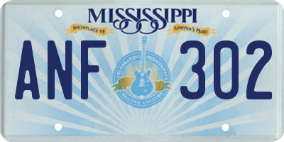 MS license plate ANF302