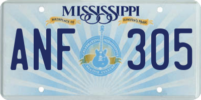 MS license plate ANF305
