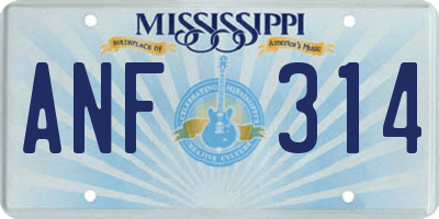 MS license plate ANF314