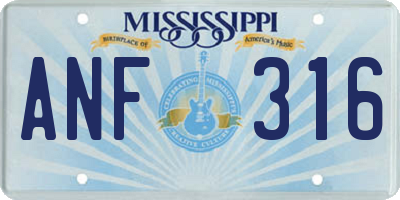 MS license plate ANF316