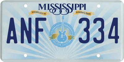 MS license plate ANF334