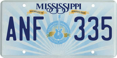 MS license plate ANF335
