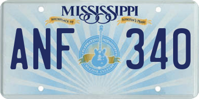 MS license plate ANF340
