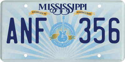 MS license plate ANF356