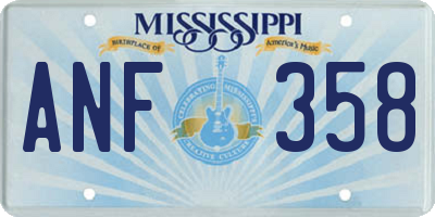 MS license plate ANF358