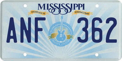 MS license plate ANF362