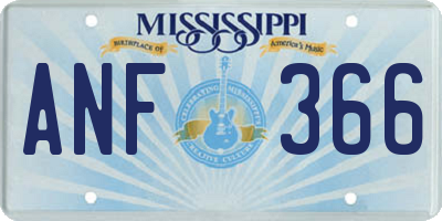 MS license plate ANF366