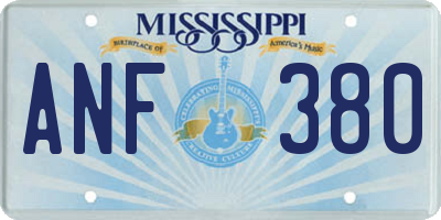 MS license plate ANF380