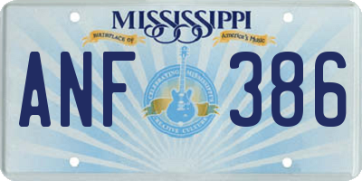 MS license plate ANF386