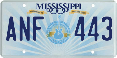 MS license plate ANF443