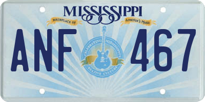 MS license plate ANF467